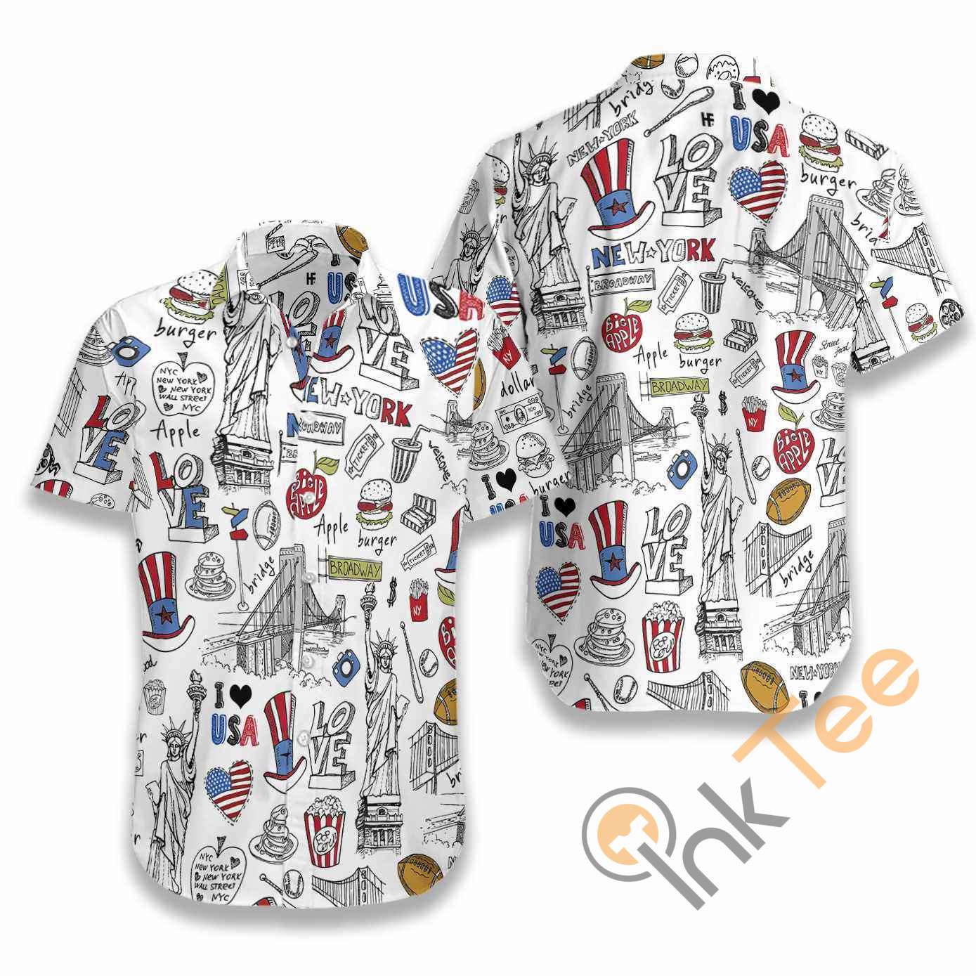 I Love Usa Doodle Hawaiian shirts