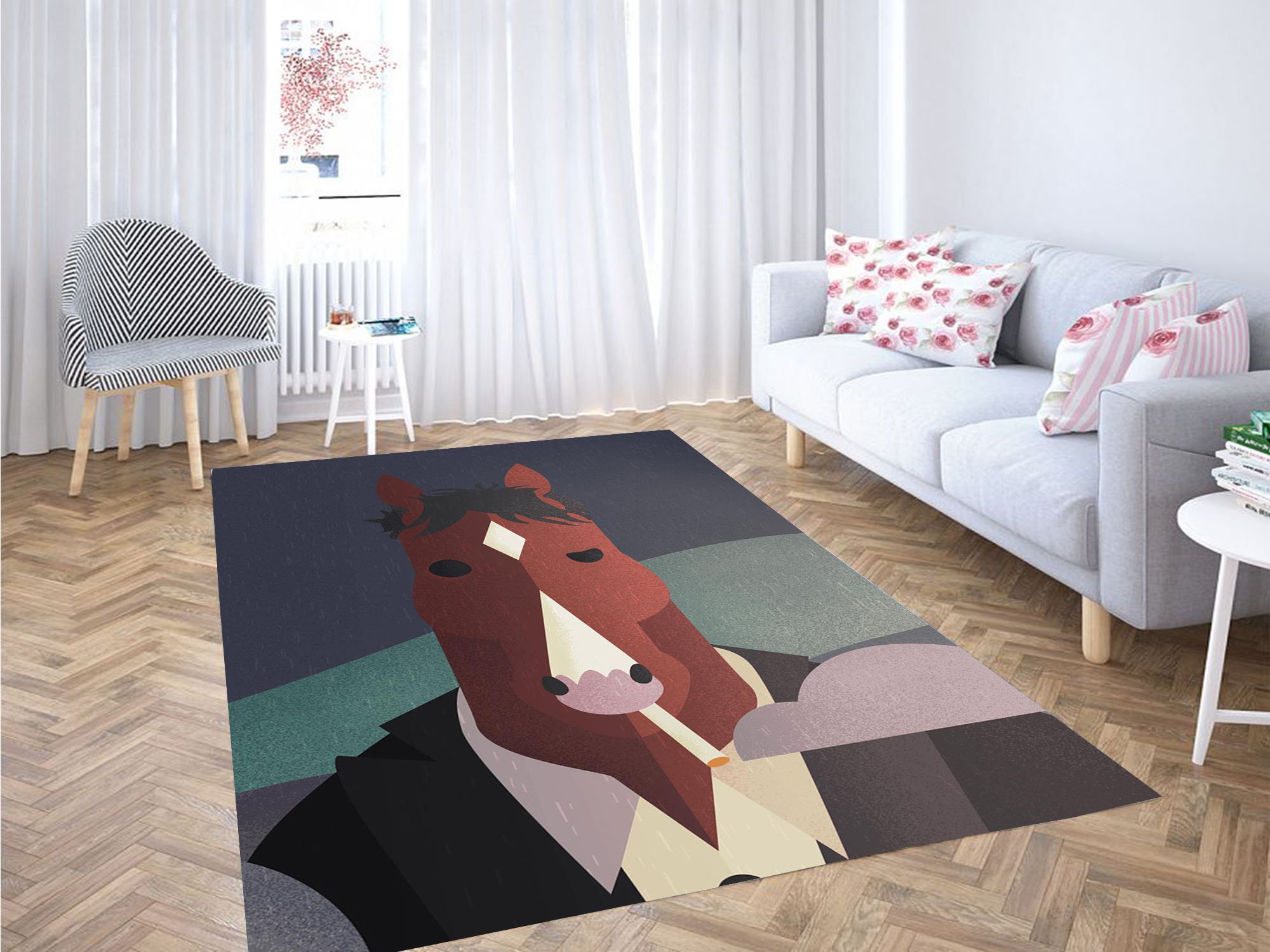 In The Rain Bojack Horseman Carpet Rug