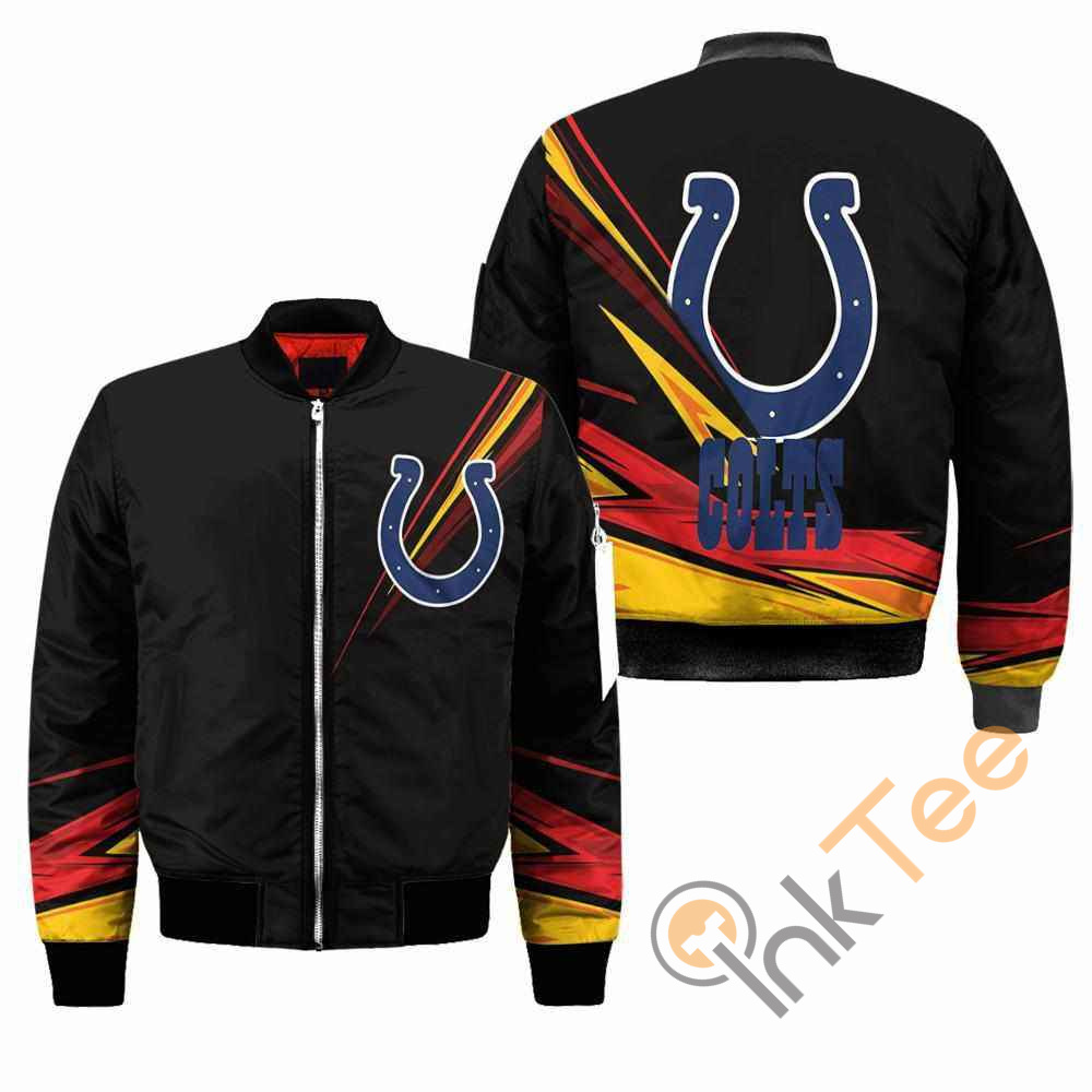 Indianapolis Colts NFL Black Apparel Best Christmas Gift For Fans Bomber Jacket
