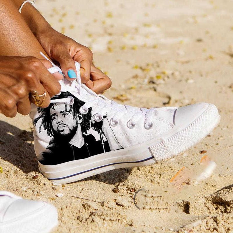J Cole Custom Vintage Music High Top Shoes