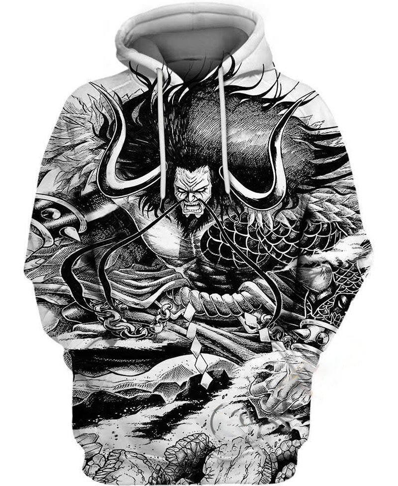 Kaido Black And White Hoodie 3D