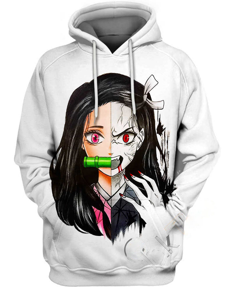 Kamado Nezuko White Black Hoodie 3D