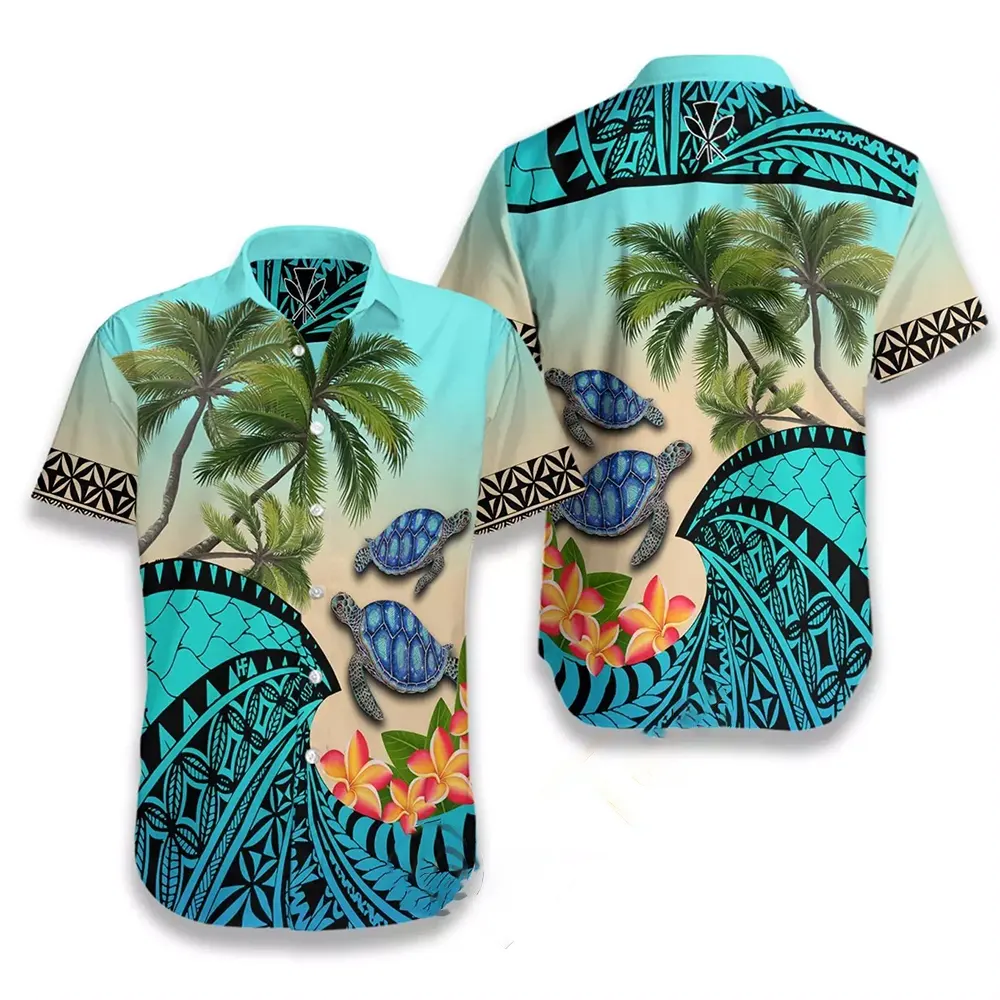 Kanaka Maoli (hawaiian) Polynesian Turtle Coconut Tree And Plumeria Hawaiian shirts
