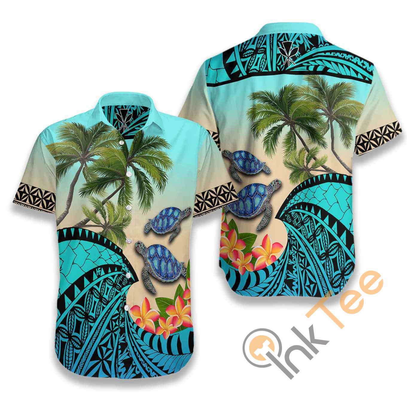 Kanaka Maoli Polynesian Turtle Coconut Tree And Plumeria Hawaiian shirts