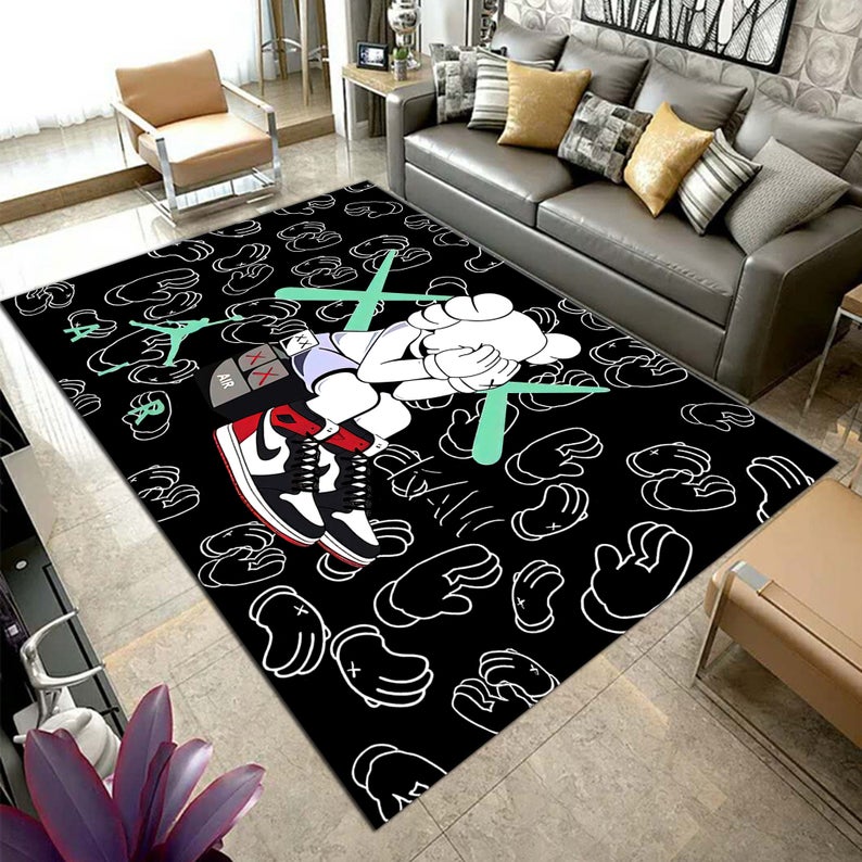 Kaws & Air Jordan Shoes Area Rug