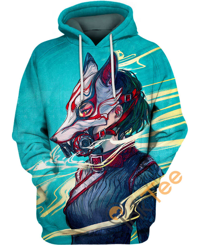 Kitsune Gas Mask Anime Girl Hoodie 3D