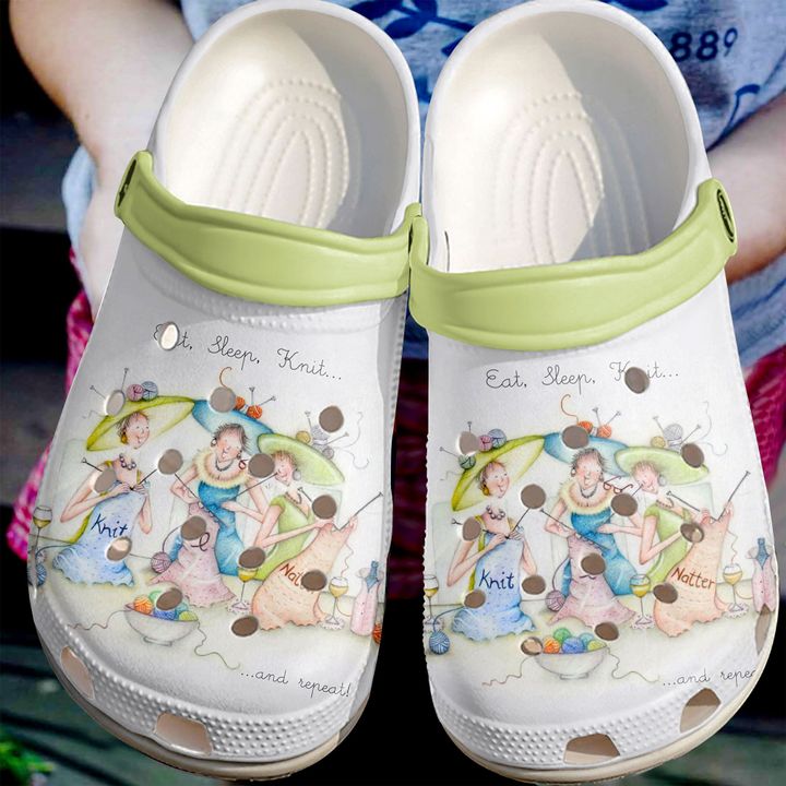 Knitting Eat Sleep Knit Crocs Clog Shoes