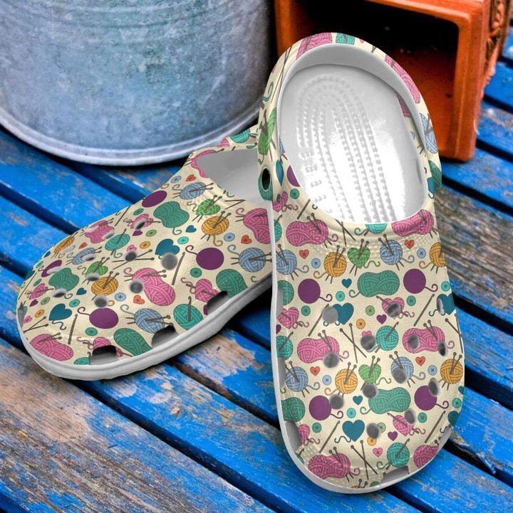 Knitting Wool Pattern Crocs Clog Shoes