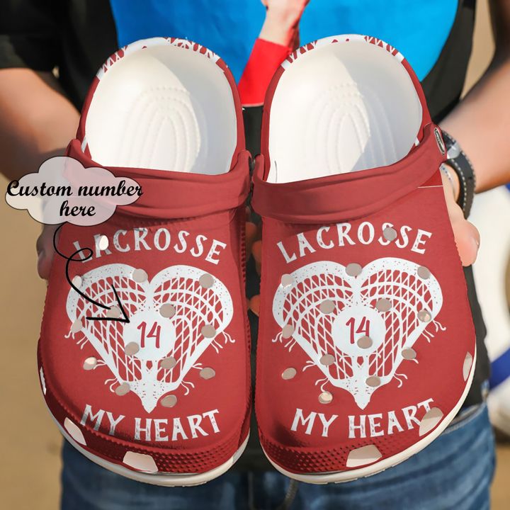 Lacrosse Personalized My Heart Crocs Clog Shoes