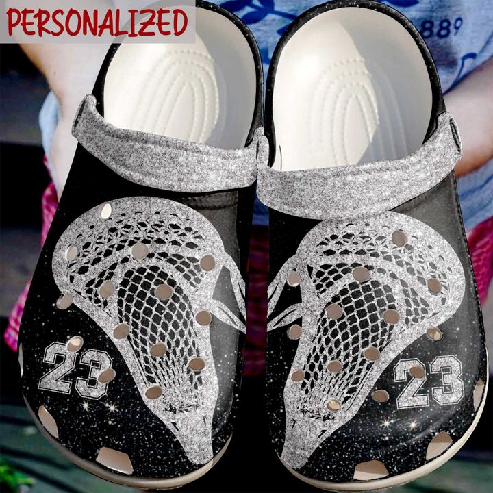 Lacrosse Personalized Sparkle Sticks Crocs Clog Shoes