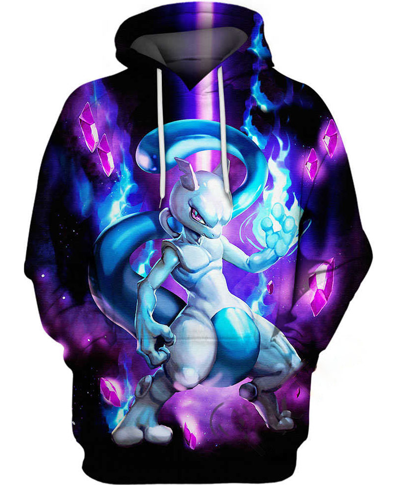 Light Blue Mewtwo Hoodie 3D