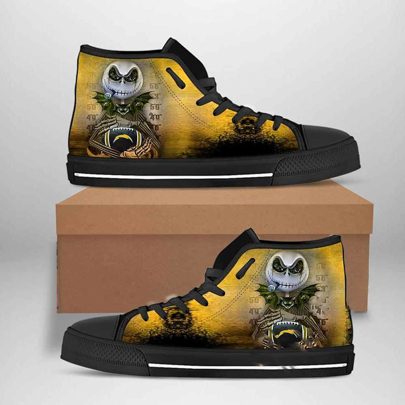 Los Angeles Chargers Nfl Football Jack Skellington High Top Shoes