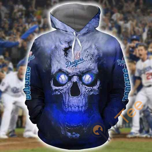 Los Angeles Dodgers Skull On Fire Hoodie 3d