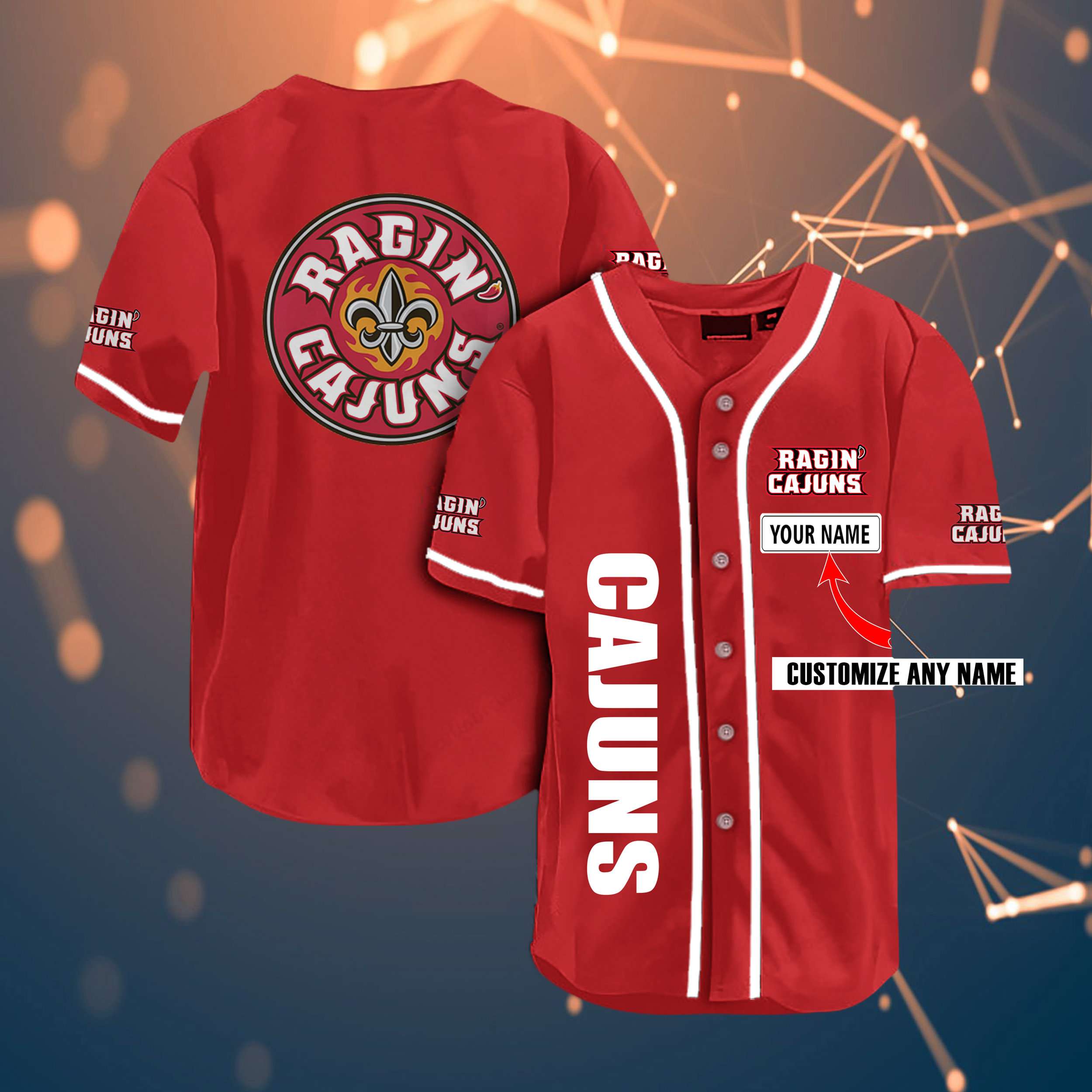 Louisiana Ragin’ Cajuns Personalized Name ‘ Fans Team Ncaa 3d Customization Gifts Baseball Jersey