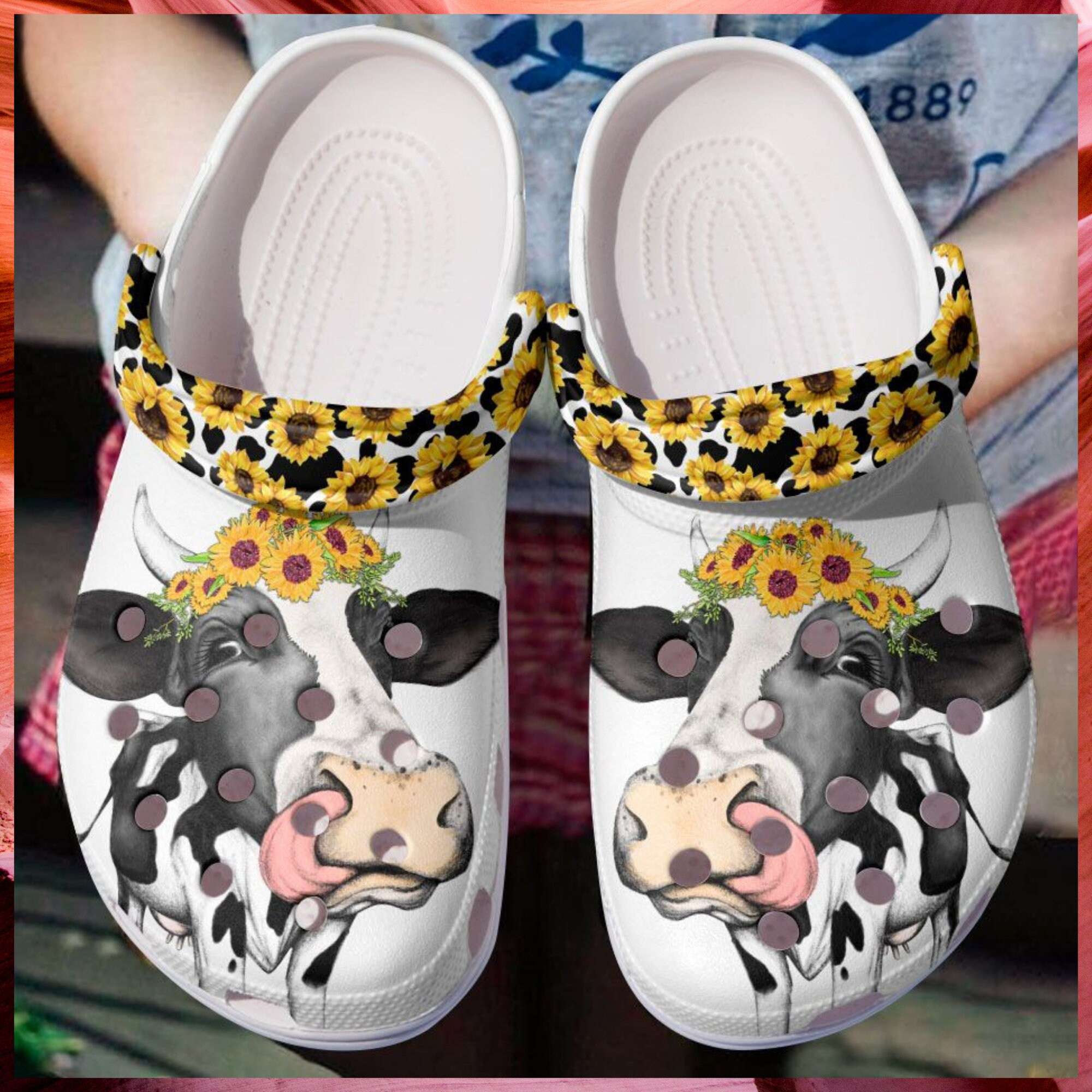 Love Dairy Cow With Sunflowers Crocs Clog Shoes