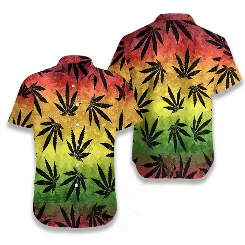 Marijuana Leaf Rasta Hawaiian shirts