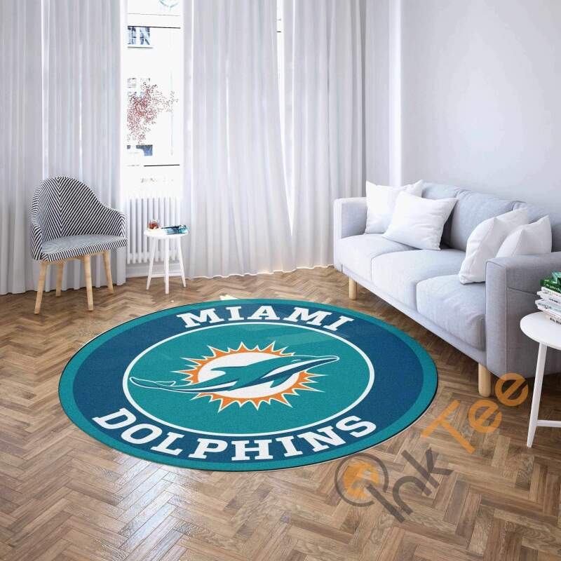Miami Dolphins Round Carpet Nfl Football Rug