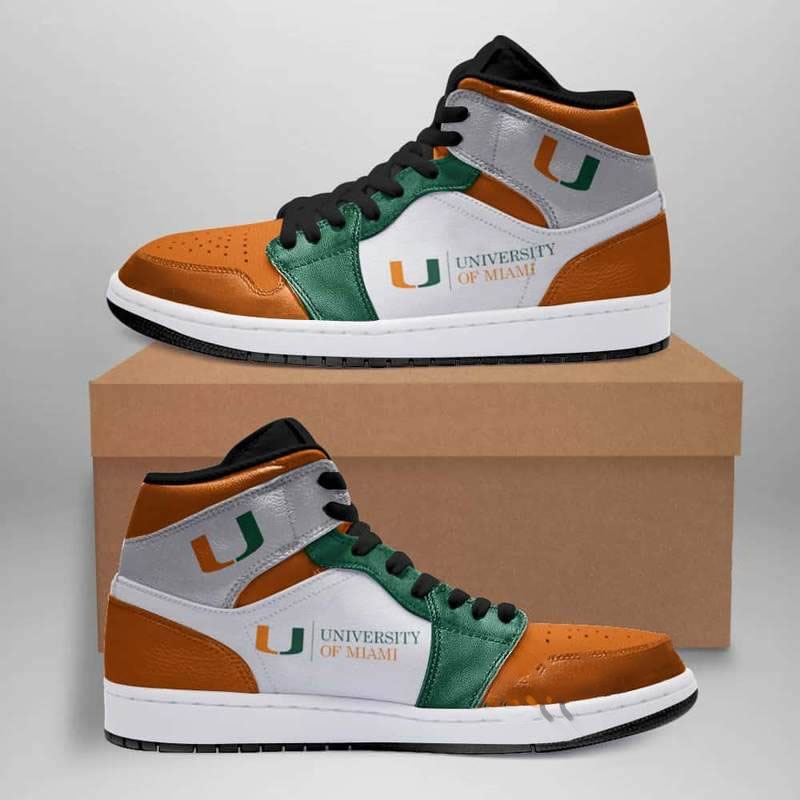 Miami Hurricanes American Football Custom Air Jordan Shoes