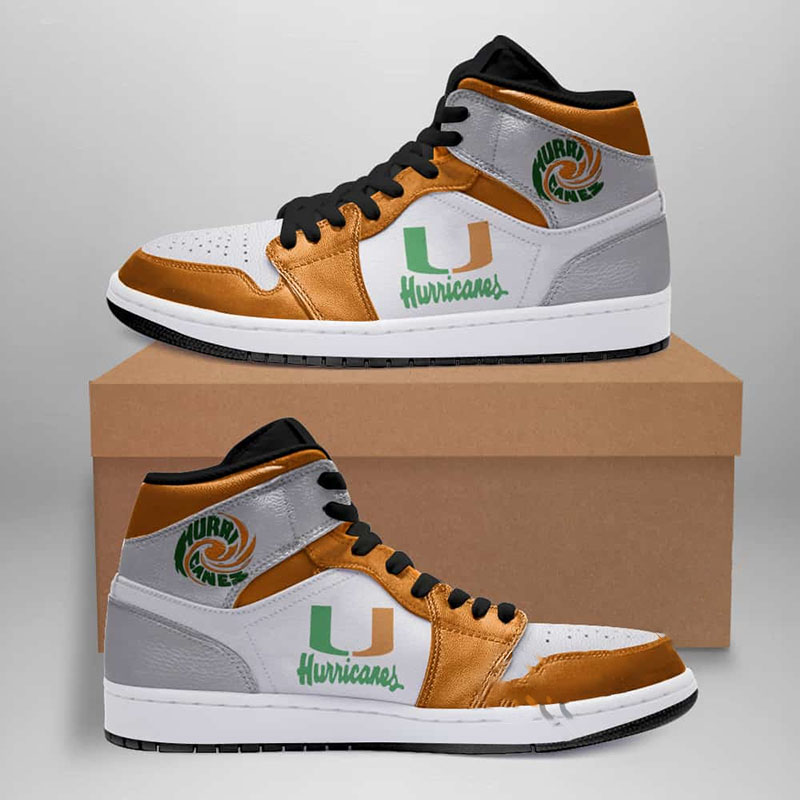 Miami Hurricanes American Football Custom Air Jordan Shoes