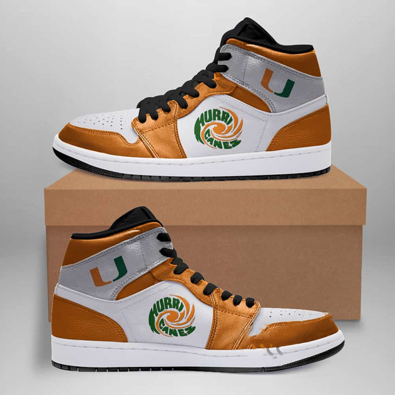 Miami Hurricanes American Football Custom Air Jordan Shoes