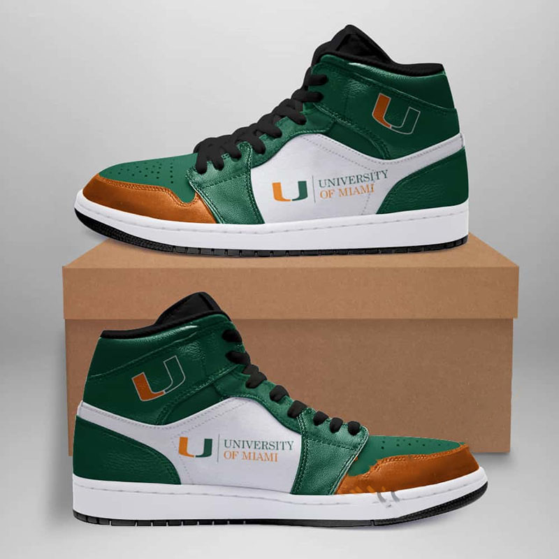 Miami Hurricanes American Football Custom Air Jordan Shoes