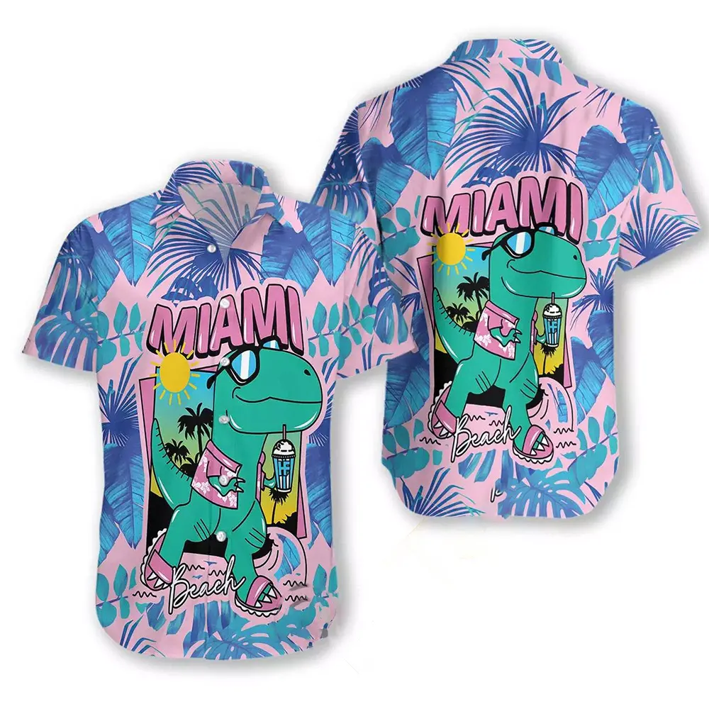 Miami South Beach Cool T- Rex Dinosaur Hawaiian shirts