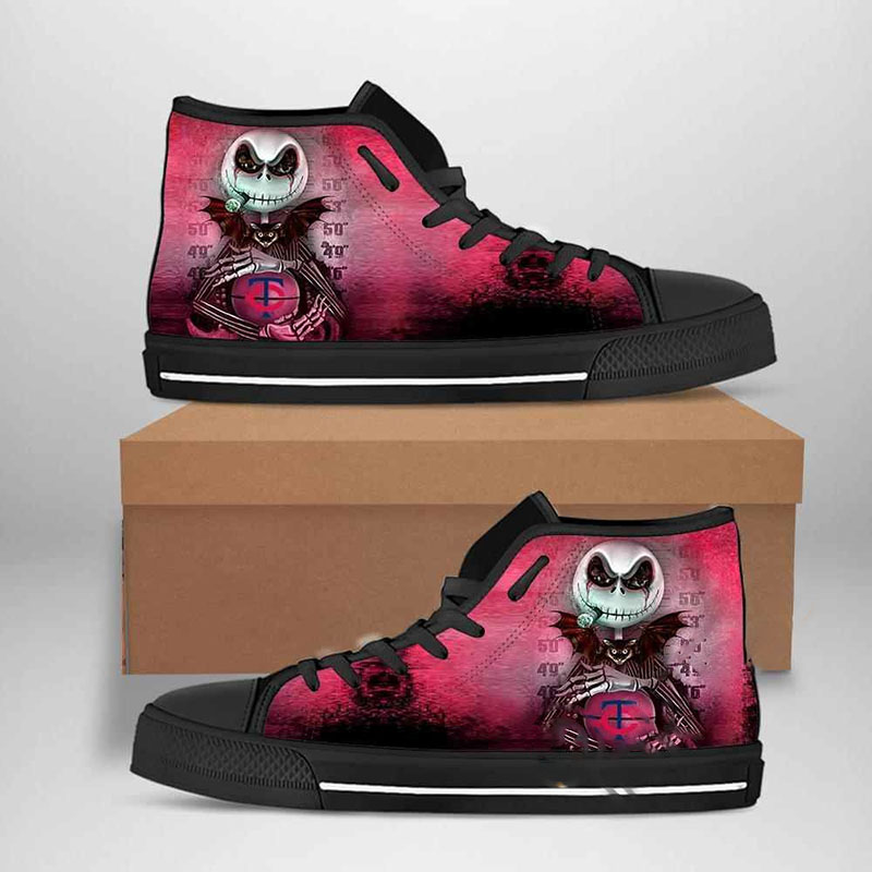 Minnesota Twins Mlb Baseball Jack Skellington High Top Shoes