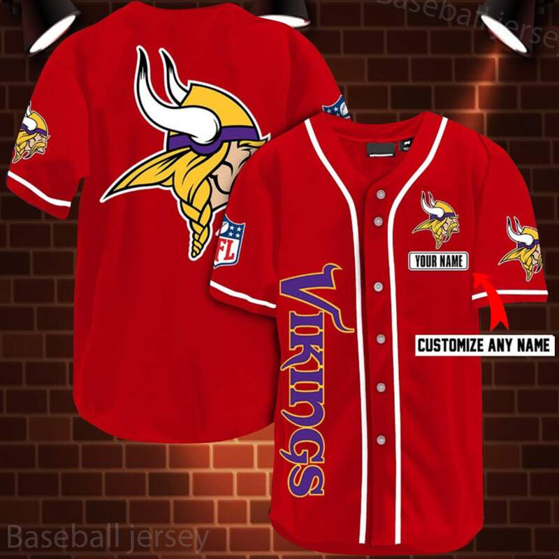 Minnesota Vikings Nfl 3d Digital Printed Baseball Jersey