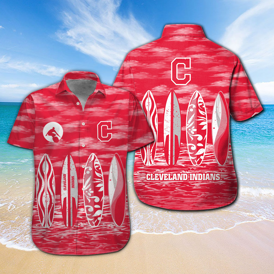Mlb Baseball Cleveland Indians Surfboard Summer Beach Hawaiian shirts