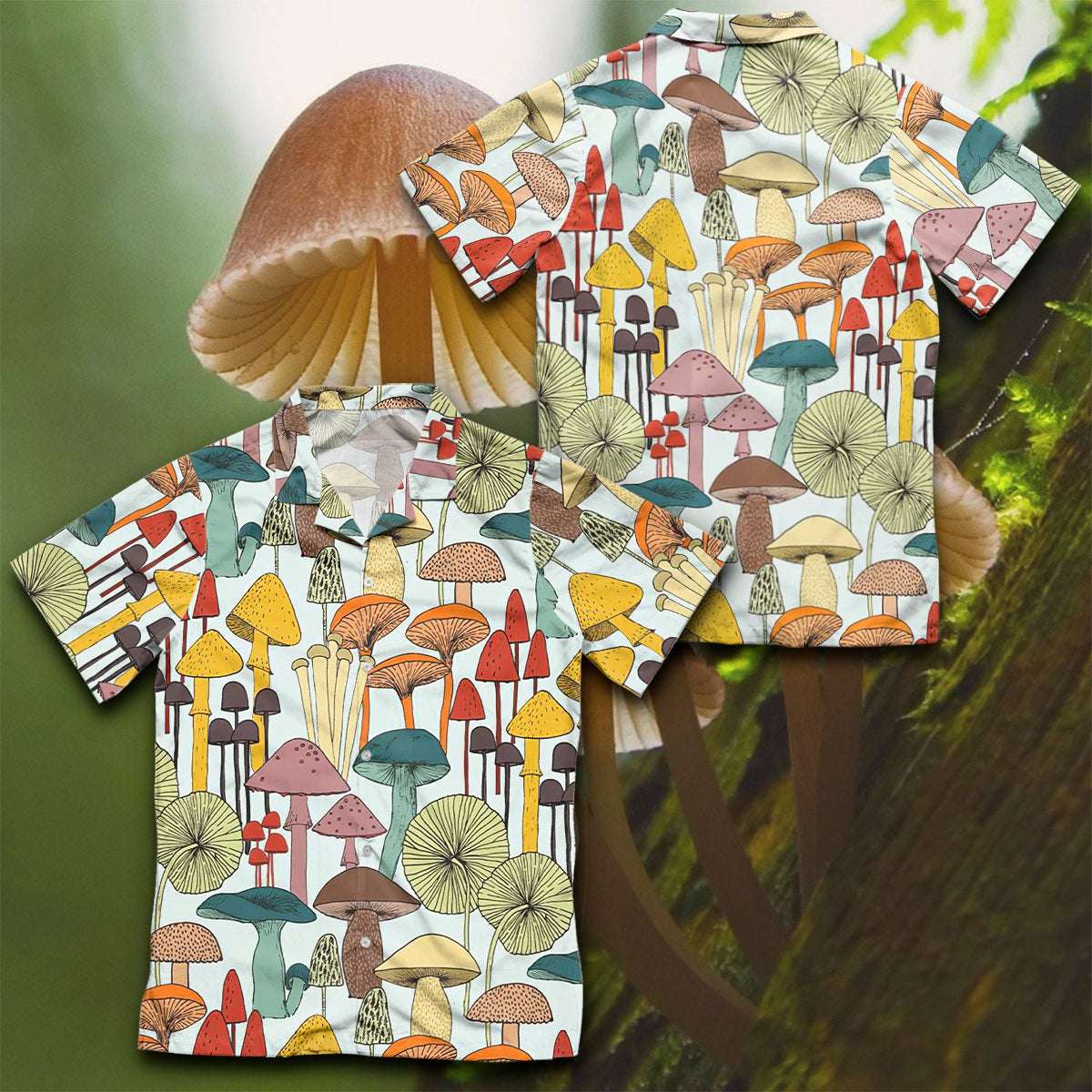 Mushroom Funny Pattern Summer Vacation Gift For Mom Dad Birthday Hawaiian shirts