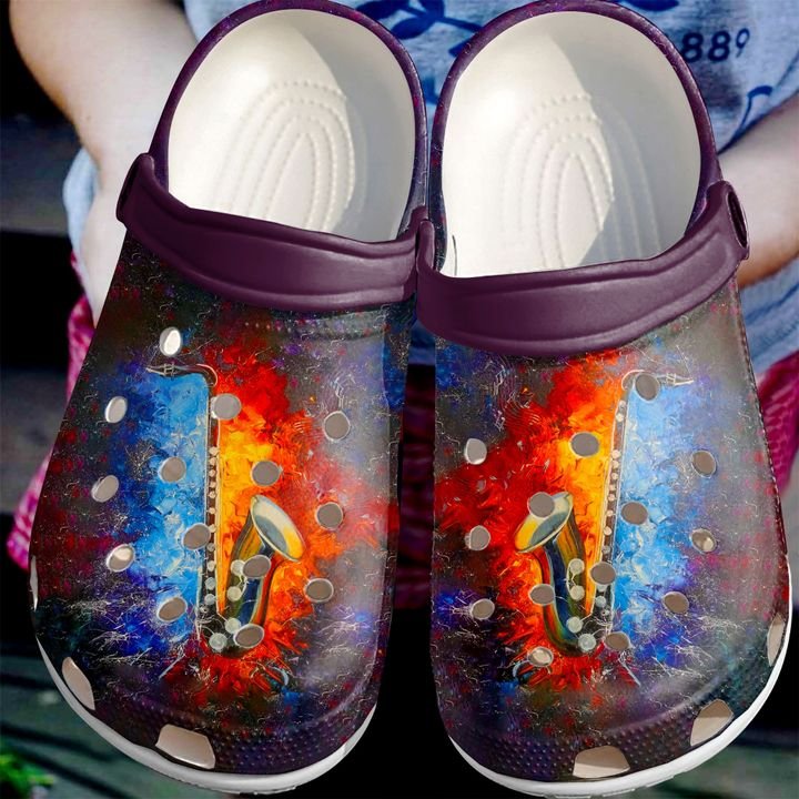 Music Fire Ice Saxophone Crocs Clog Shoes