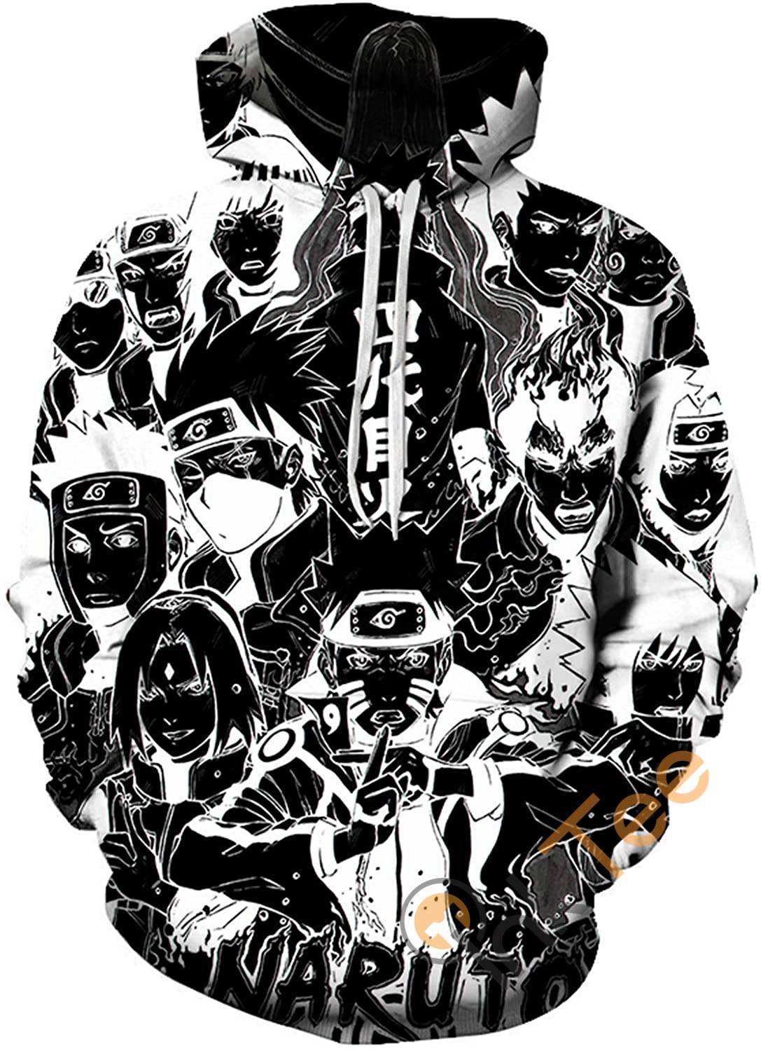 Naruto Print Pullover With Front Pocket Hoodie 3D