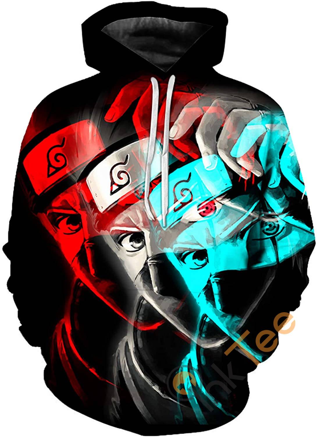 Naruto Print Pullover With Front Pocket Hoodie 3D