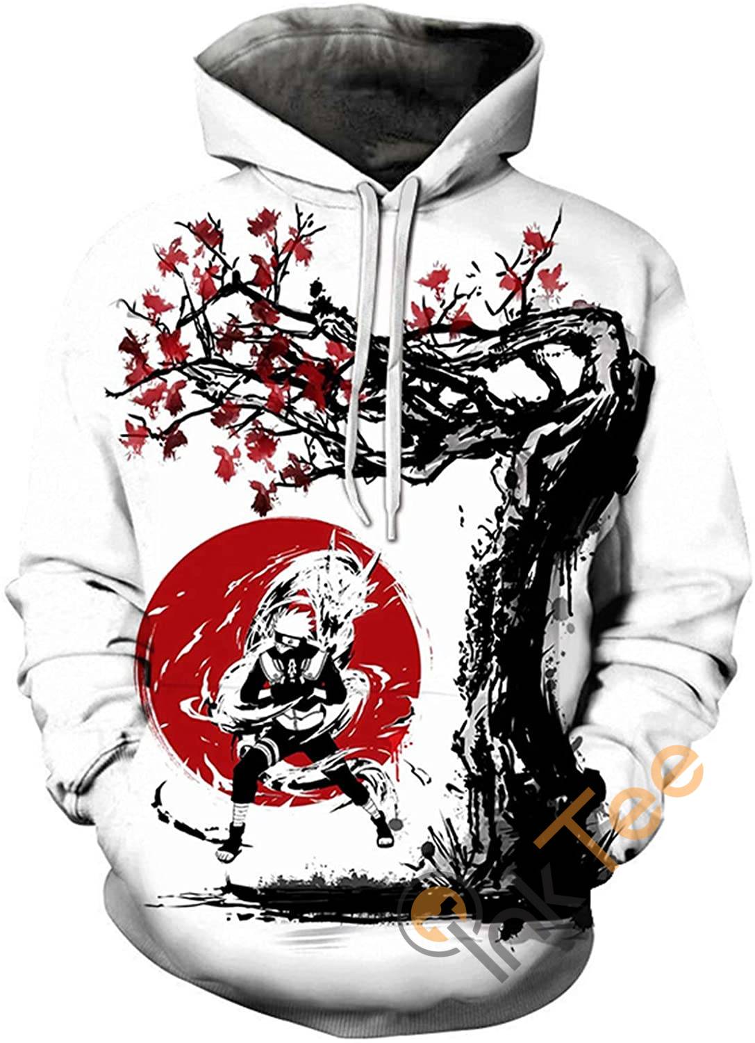 Naruto Print Pullover With Front Pocket Hoodie 3D