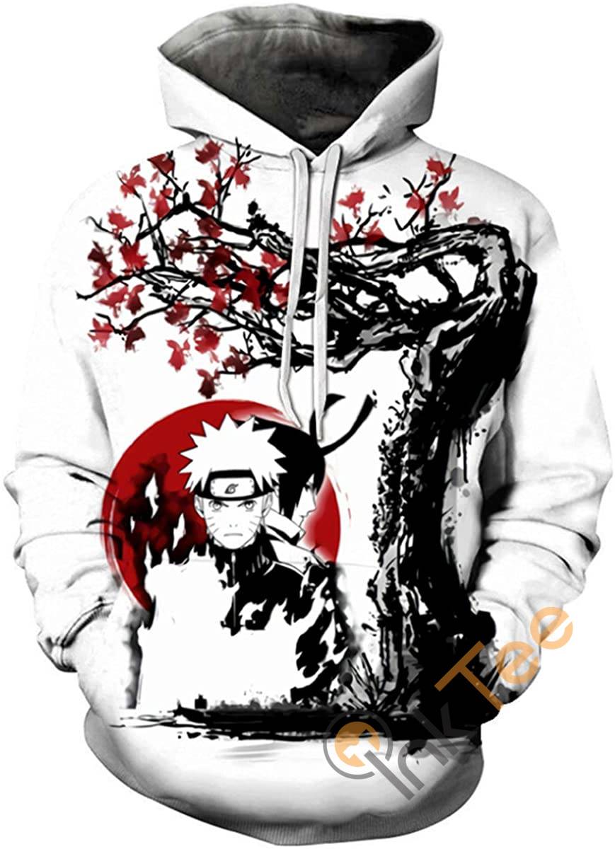 Naruto Print Pullover With Front Pocket Hoodie 3D