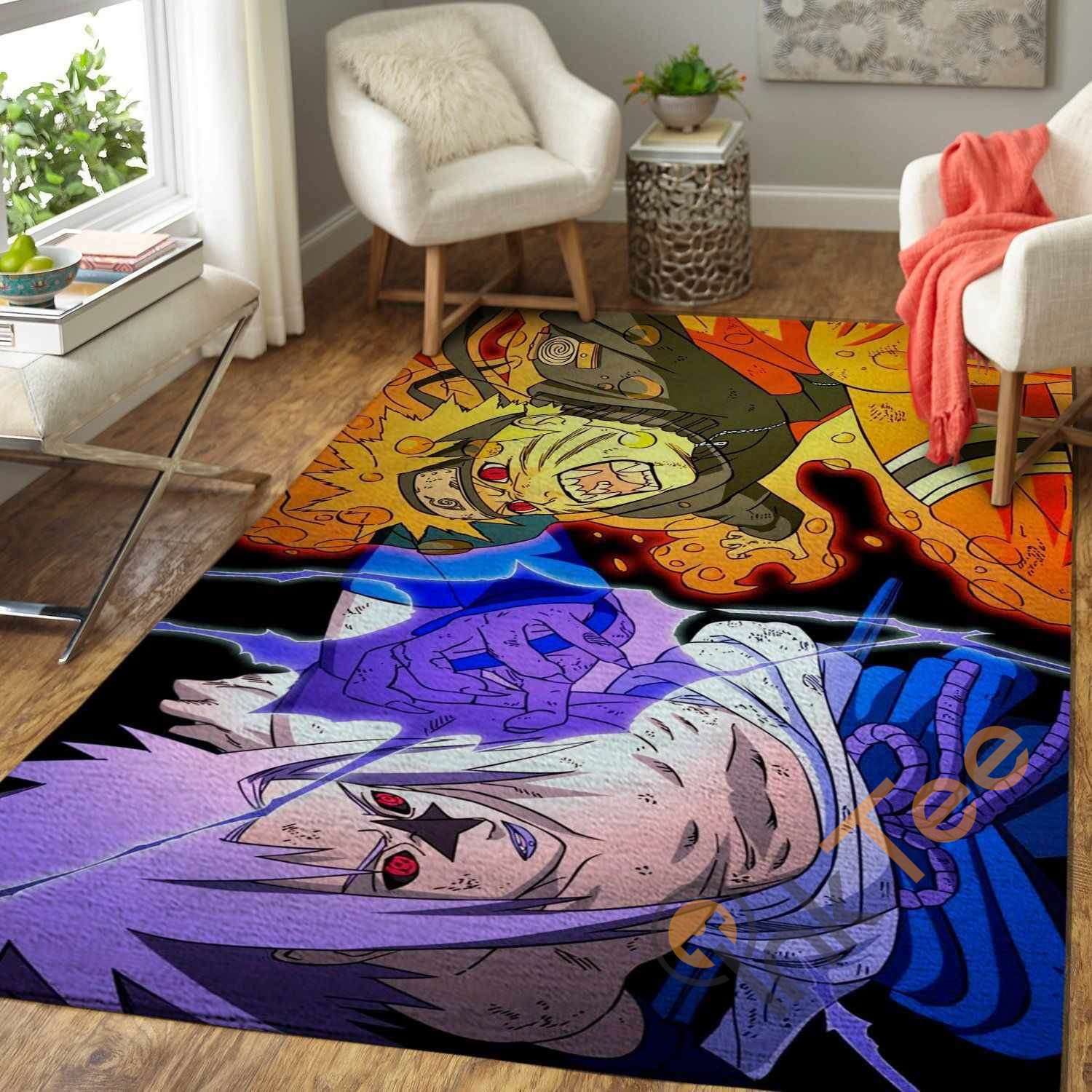 Naruto Vs Sasuke Area Rug