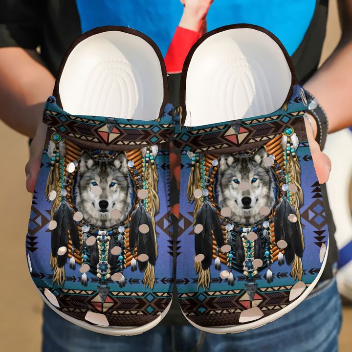 Native American Wolf Crocs Clog Shoes