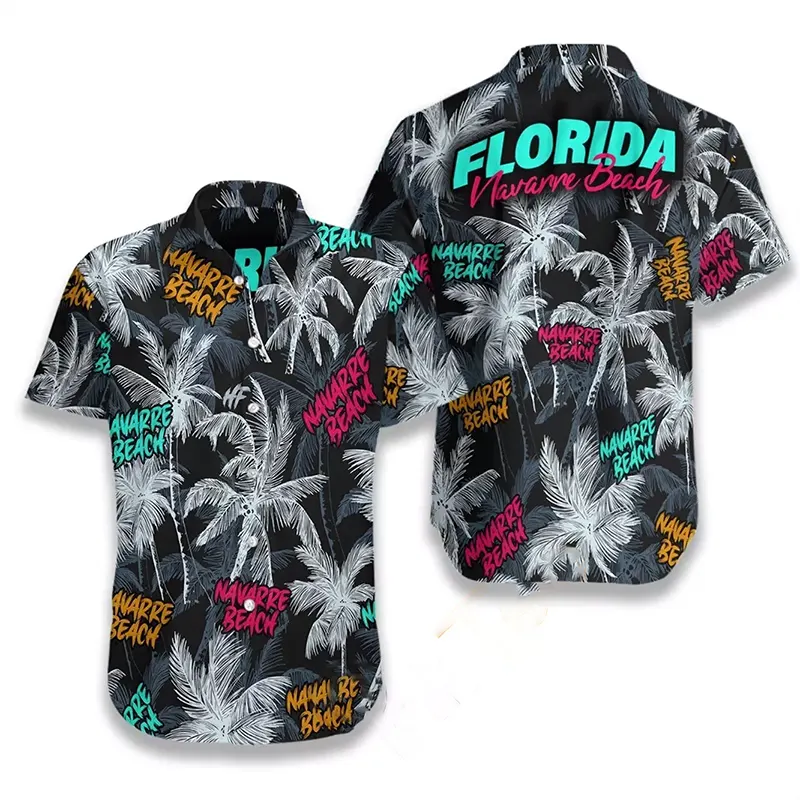 Navarre Beach Coconut Tree Seamless Hawaiian shirts
