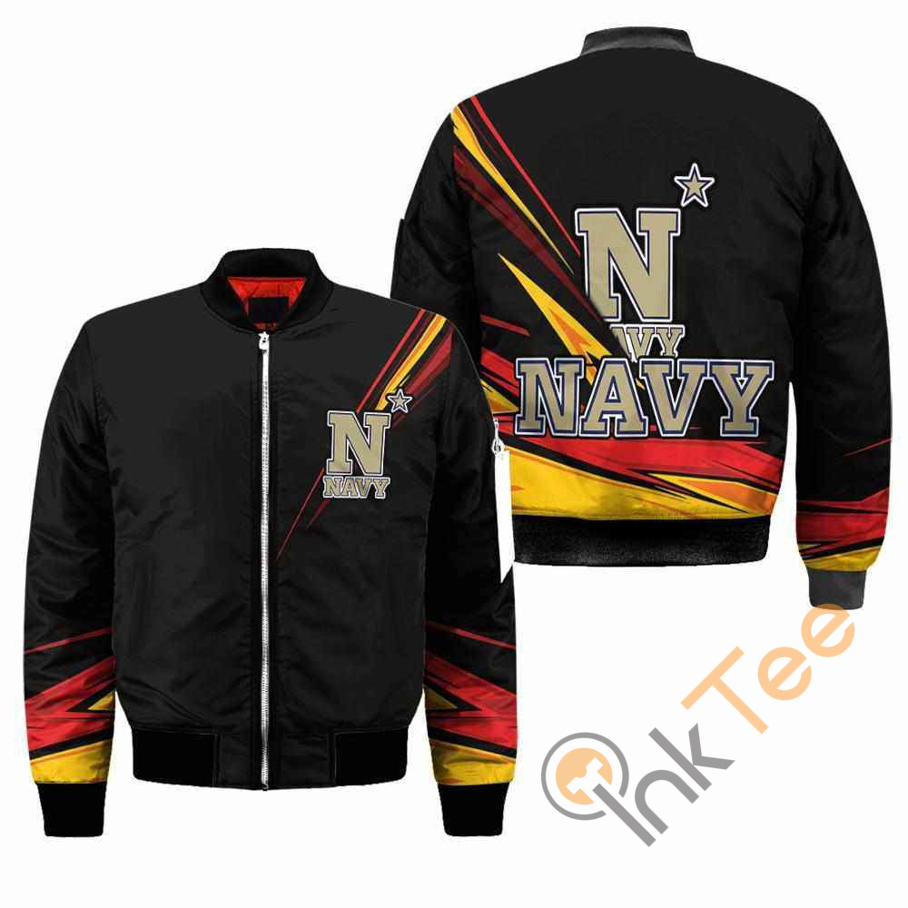 Navy Midshipmen NCAA Black Apparel Best Christmas Gift For Fans Bomber Jacket