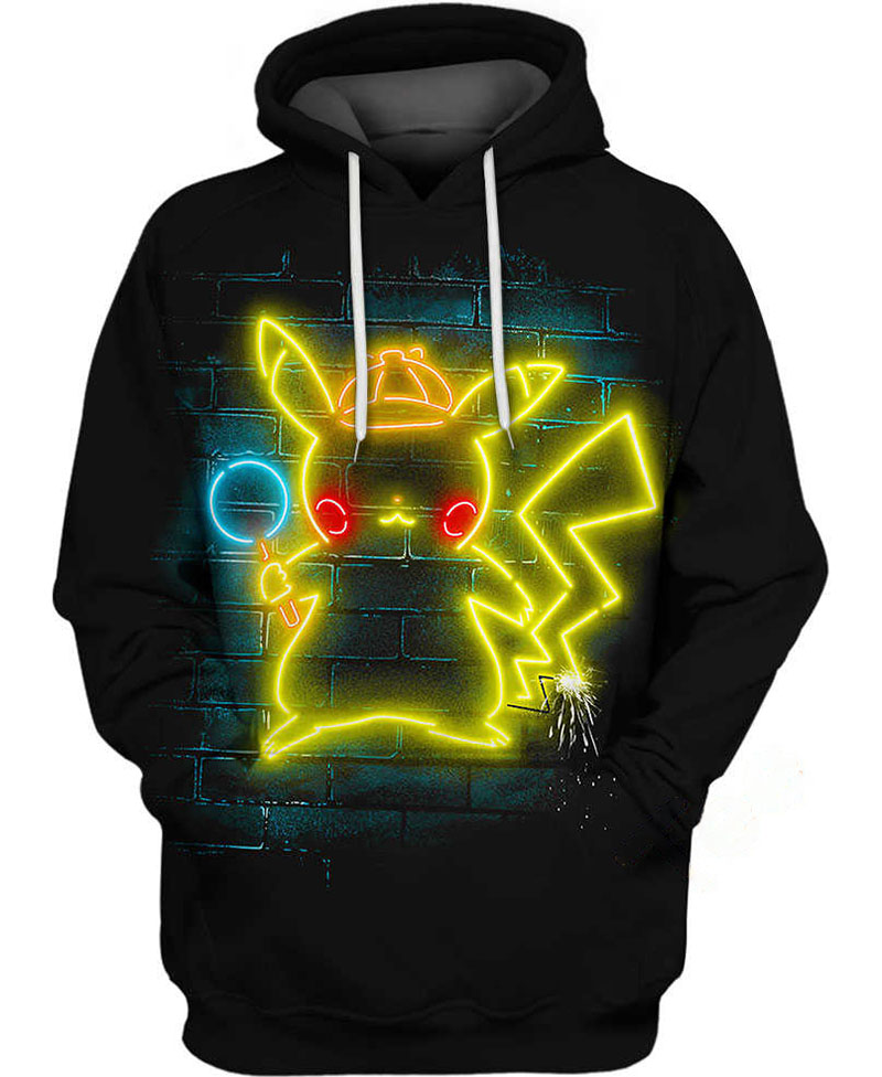 Neon Detective Pikachu Hoodie 3D
