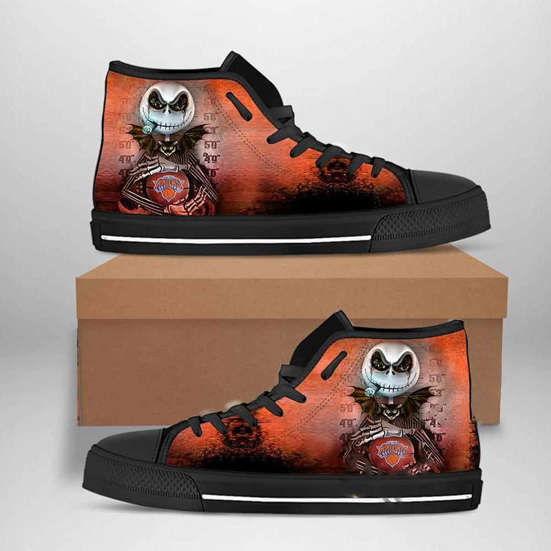 New York Knicks Nba Basketball Jack Skellington High Top Shoes