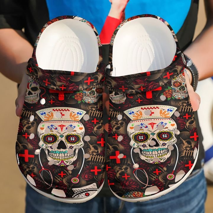 Nurse And Skull Crocs Clog Shoes