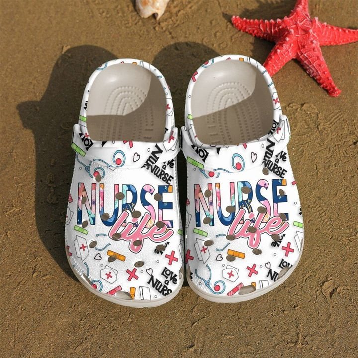 Nurse Love Life White Crocs Clog Shoes