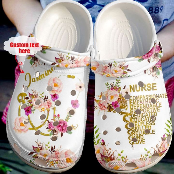 Nurse Personalized Floral Crocs Clog Shoes - TeesGuide