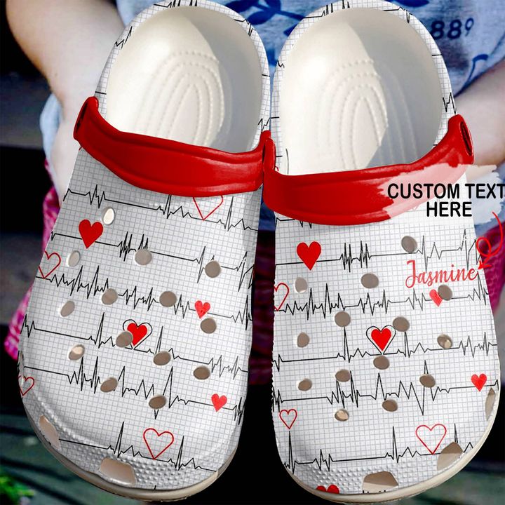Nurse Personalized Heartbeat Pattern Crocs Clog Shoes