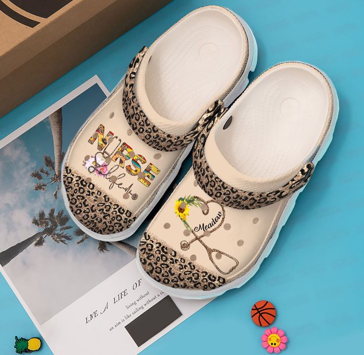 Nurse Personalized Life Leopard Crocs Clog Shoes