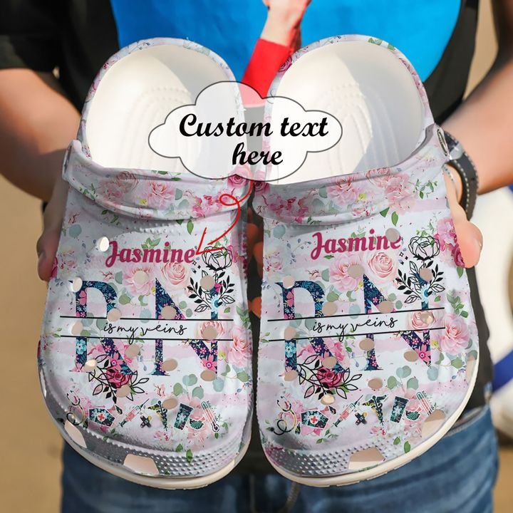 Nurse Personalized Rn In My Veins Crocs Clog Shoes