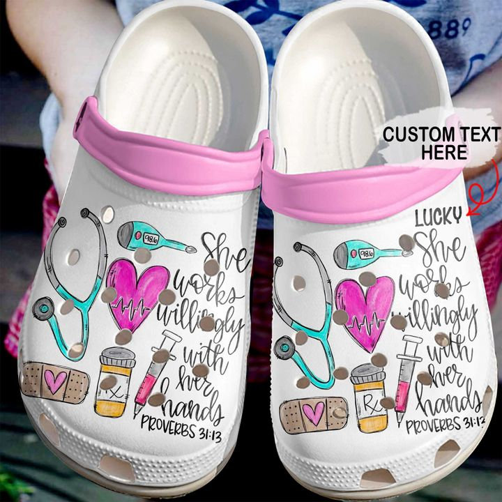 Nurse Personalized She Works Willingly Crocs Clog Shoes