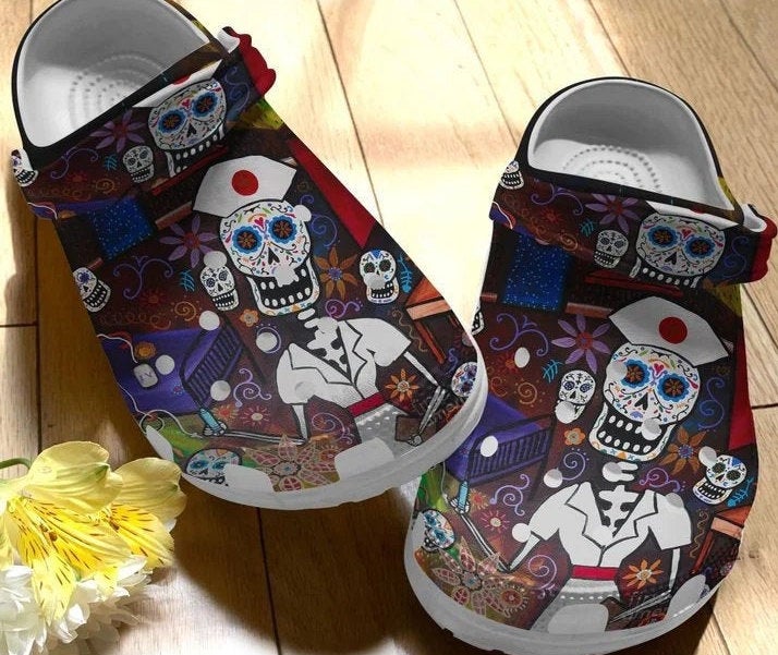 Nurse Skulls Pattern Mexico Crocs Clog Shoes