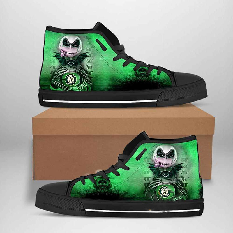 Oakland Athletics Mlb Baseball Jack Skellington High Top Shoes